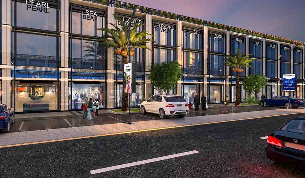shopping mall front elevation design in Lahore